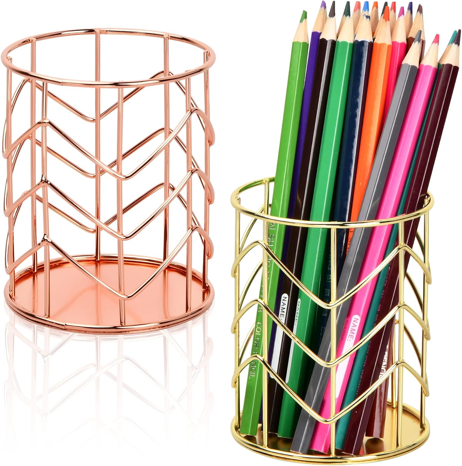 Pinsheng Pen Holder Desk Organiser 2 Pieces Pen Holder Metal Makeup