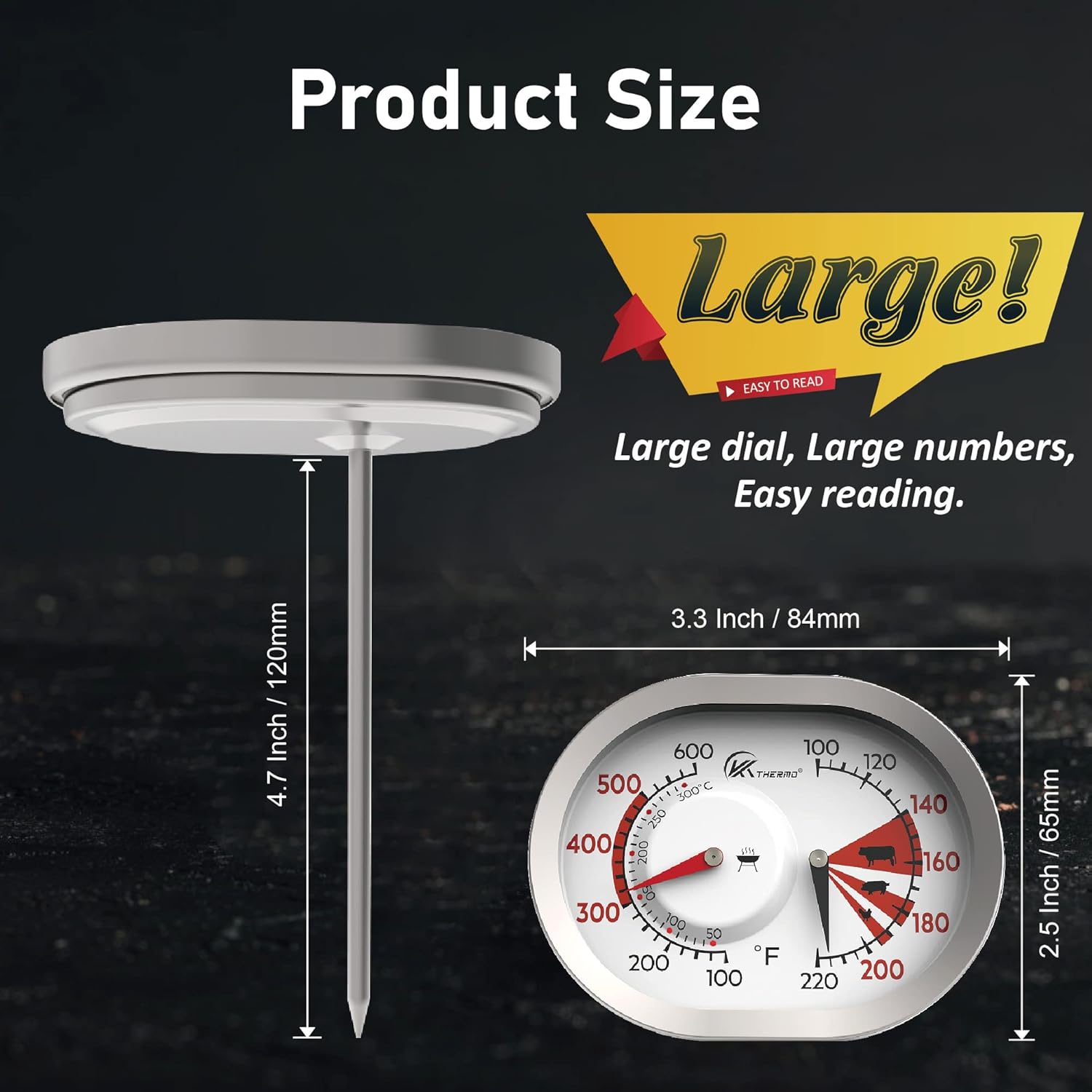 Review Dual Meat and Oven Thermometer Cooking Food Kitchen Meat Thermometer Grill Roast Turkey