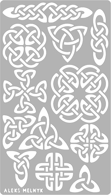 Aleks Melnyk #32 Viking Stencil and Patterns, Metal Stencil for Wood Burning, Celtic Knot, Pyrography, Dremel Stencil, Wood Carving Templates, Wicca, Occult Pagan Stencil for Leather, Embroidery
