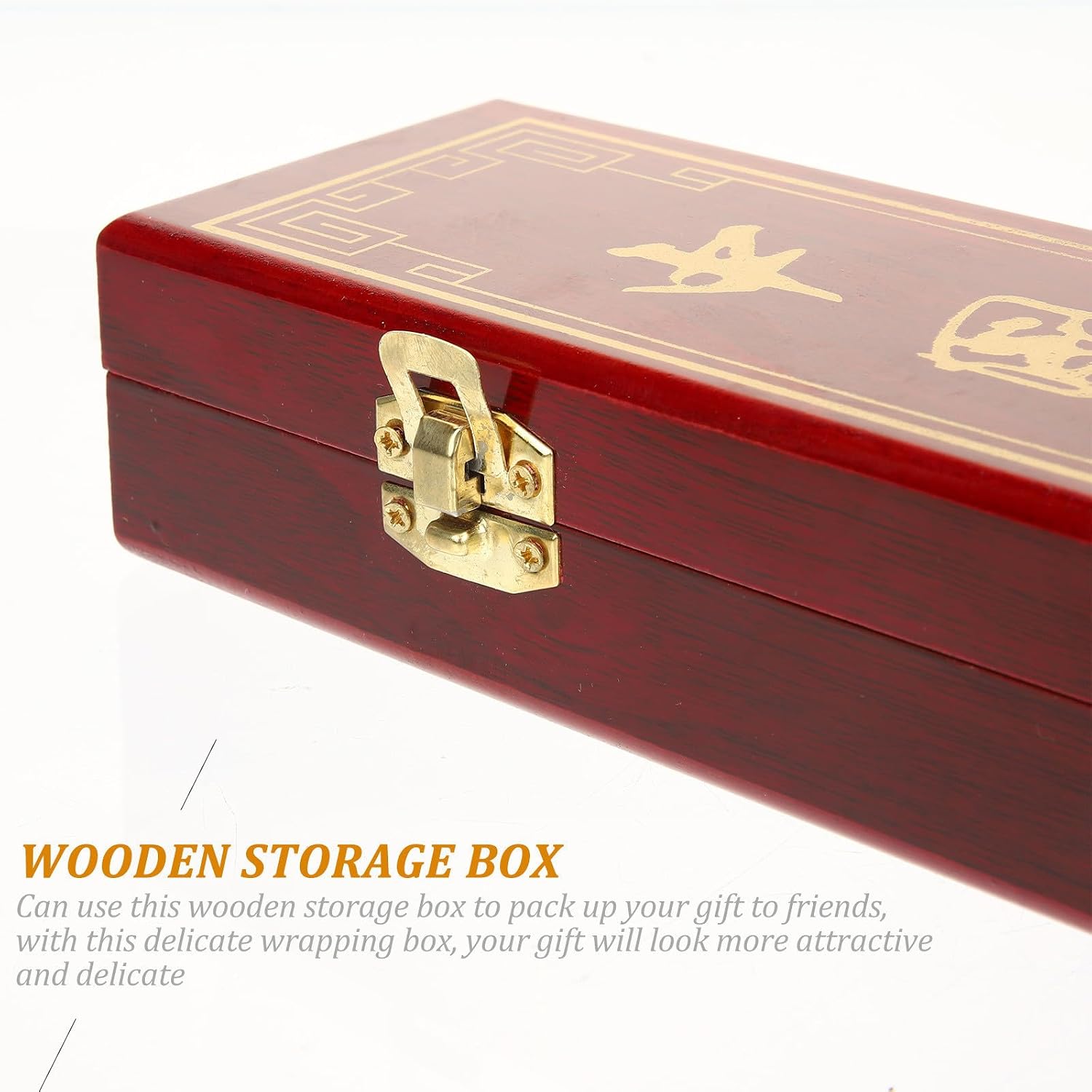 COHEALI Delicate Folding Fan Storage Box Made of Wood with Classic Chinese Style, Multi-use Organizer to Store and Protect Folded Hand Fans, Suitable for Home and Office Use