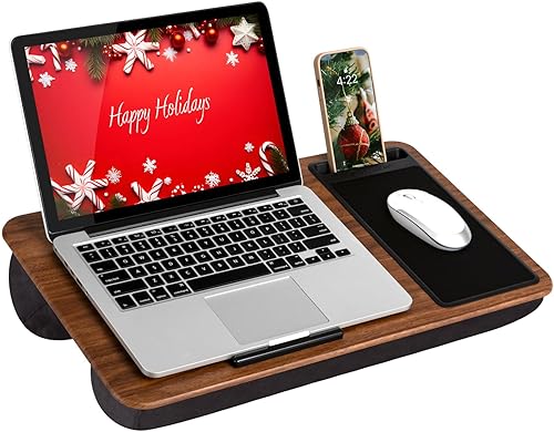 Miniatura 69 de LAPGEAR - Escritorio de regazo para oficina en casa con repisa para dispositivos, alfombrilla de mouse y soporte para teléfono, carbón plateado, se