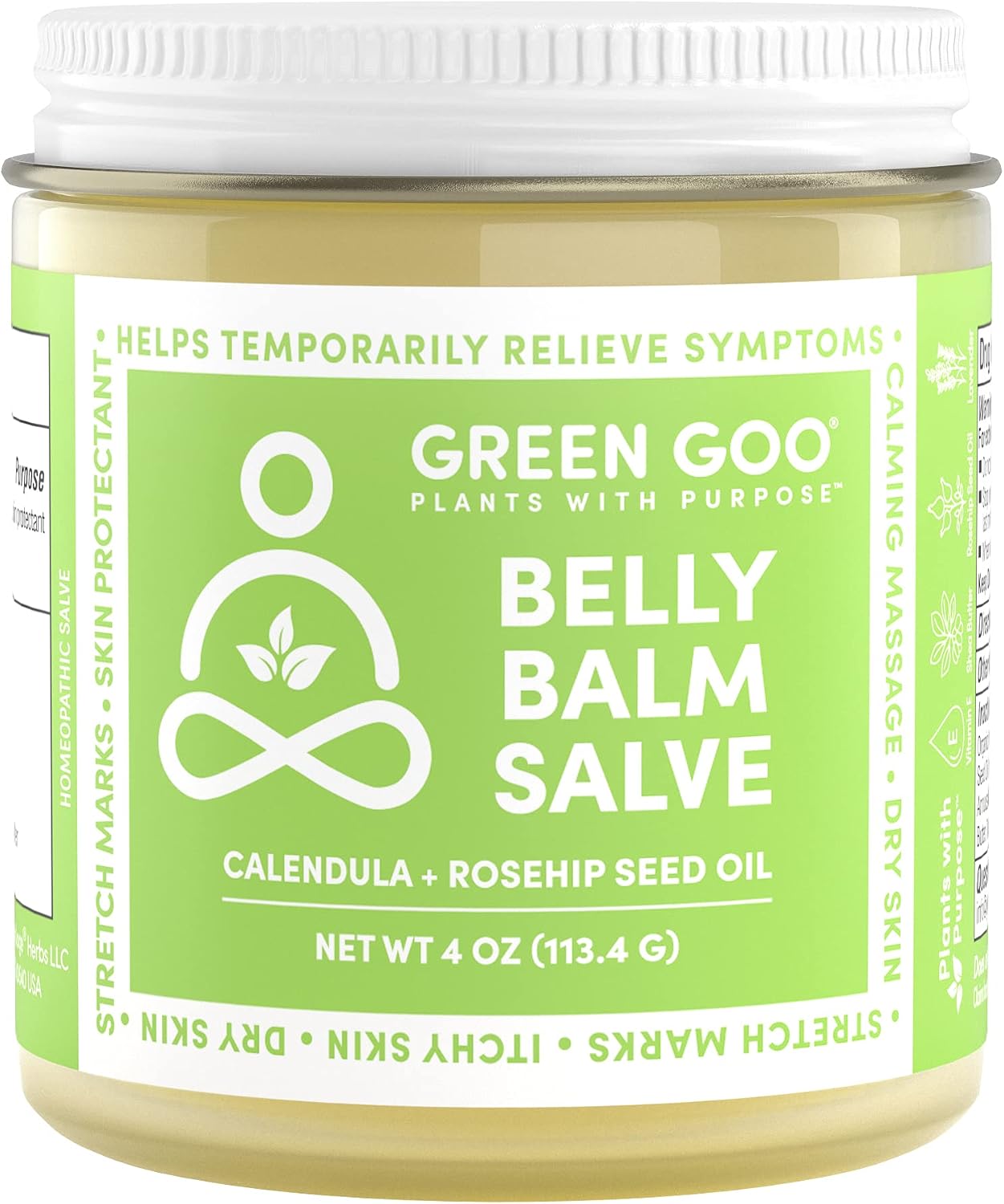 Green Goo Natural Pregnancy Stretch Mark Cream, Belly Balm Stretch Mark Removal (4 Ounce Jar)
