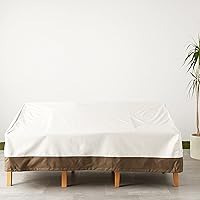 Vista 8 de Yaxa Basics - Fundas para sofá de 3 plazas para exteriores y muebles de patio, impermeables, anti-UV, duraderas, Beige/Marrón
