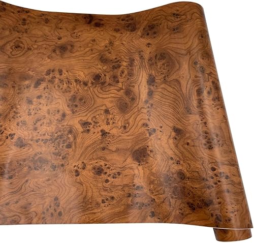 Miniatura 4 de Yifasy Rollo de 19.7 pies de revestimiento de madera café con textura para estanterías para estanterías de papel para renovar la superficie de la