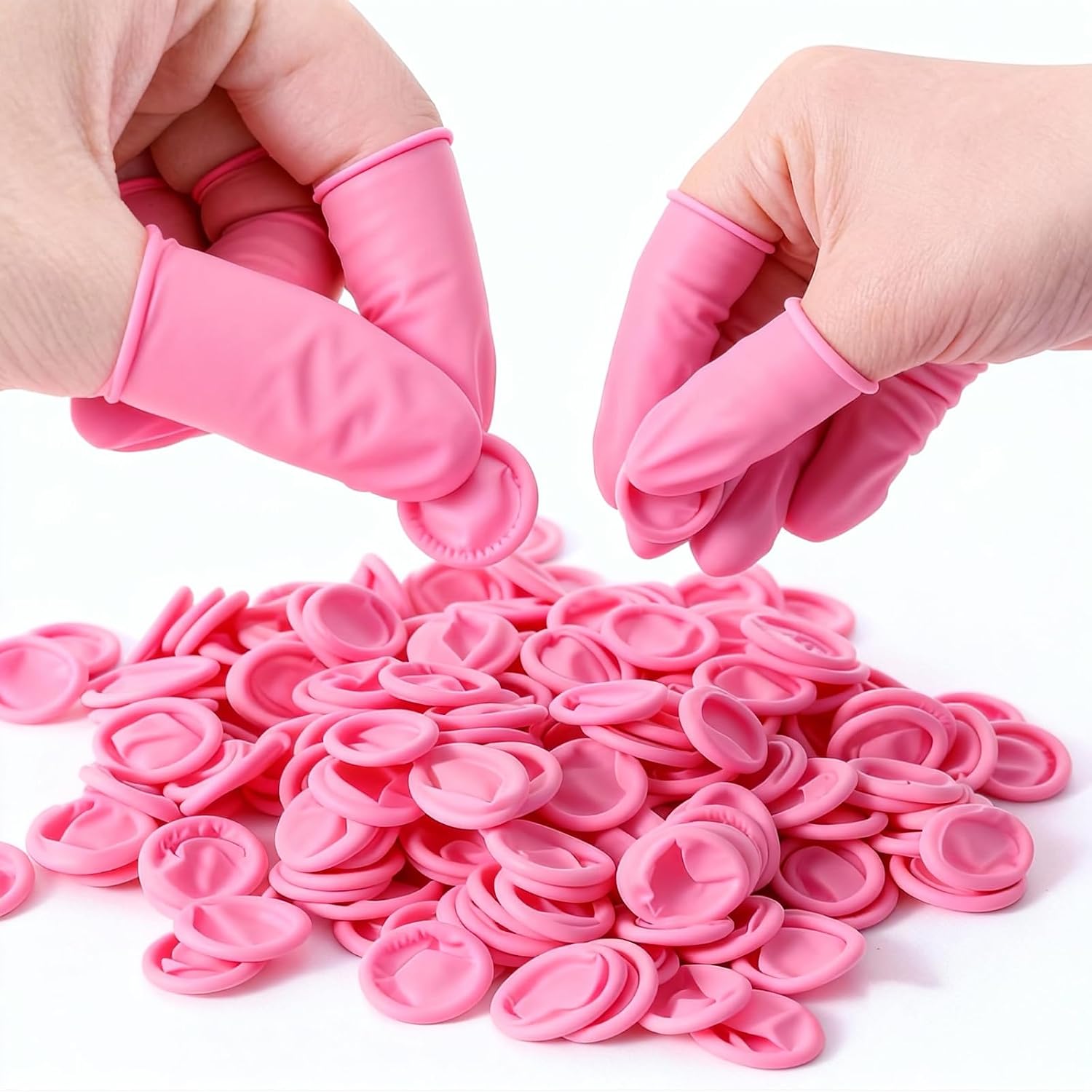 140PCS Finger Protectors, Disposable Latex Finger Covers Protect Nails From Tanning Beds, UV Protection Nail Polish Protectors, Fingers Cots for Nail Art Accessories - Medium,Pink