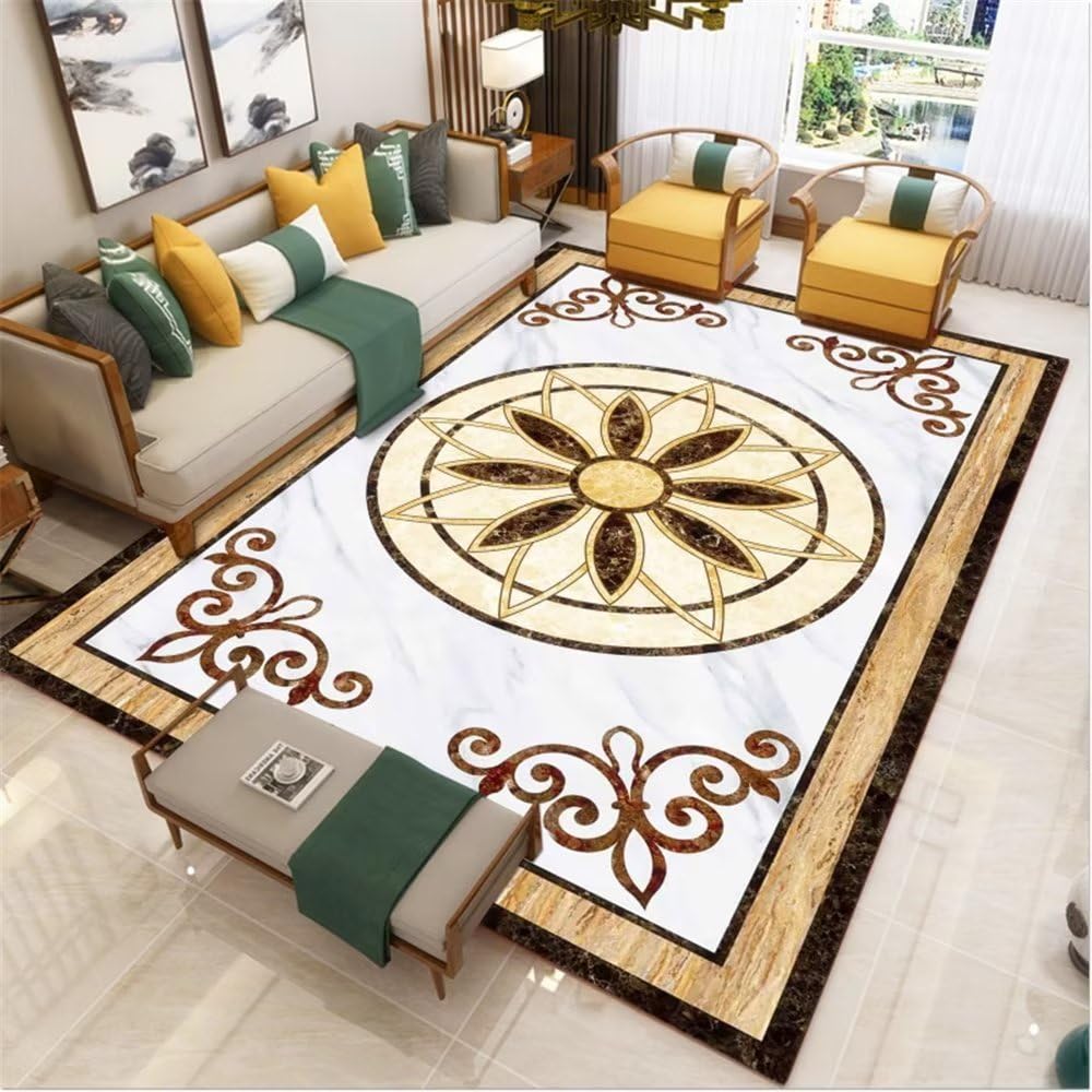 Tapis motif de marbre géométrique brun clair 160x230 grand confort