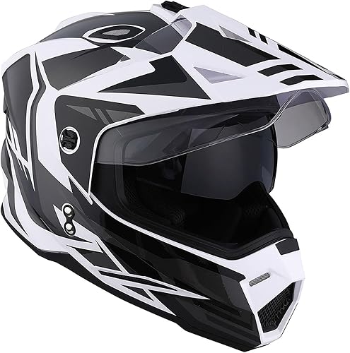 Miniatura 9 de 1Storm Casco integral de doble visera para niños, para motocicleta, motocross, todoterreno, color negro mate