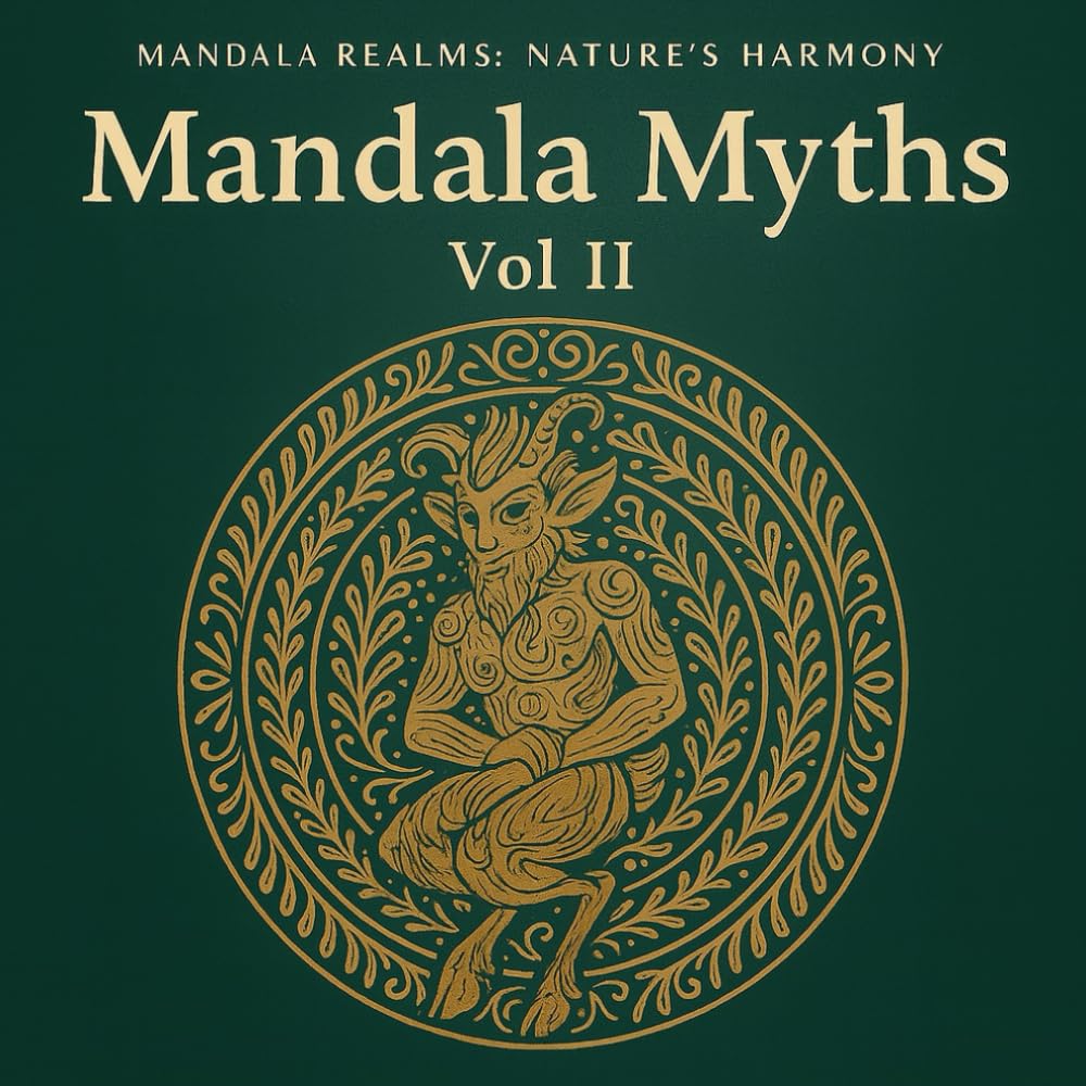 Mandala Myths Vol II: Fantasy Creatures & Mythical Mandalas for Adults and Teens: Magical Line Art of Dragons, Phoenixes, Celestial Symbols & Ancient Legends for Calming Colouring (Mandala Realms)