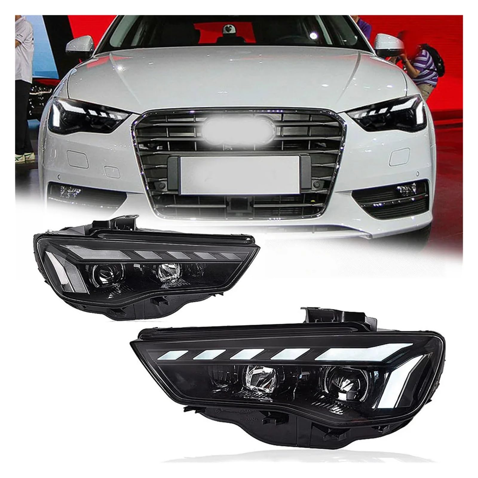 Pasuje do Au//di A3 2013-2016 pełna dioda LED DRL reflektor samochodowy montaż sygnału akcesoria samochodowe zmodyfikowana lampa reflektory LED