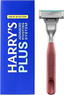 PLUS: Razor for Men - Premium Handle, Razor Blade Cartridge, and Travel Blade Cover - Advanced Pivoting System - Shaving Kit for Men - Clay