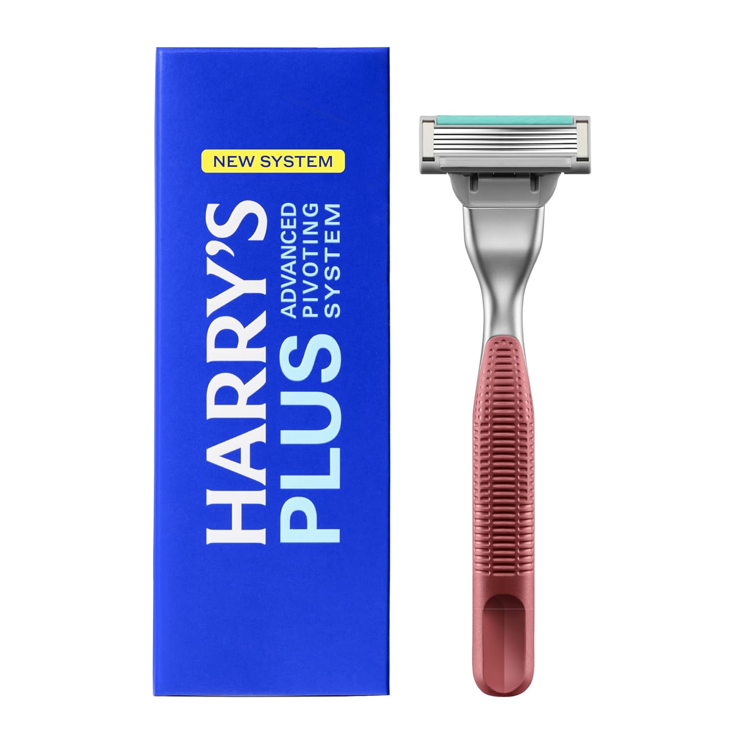 Harry’s-PLUS: Razor for Men – Premium Handle, Razor Blade Cartridge, and Travel Blade Cover – Advanced Pivoting System – Shaving Kit for Men – Clay