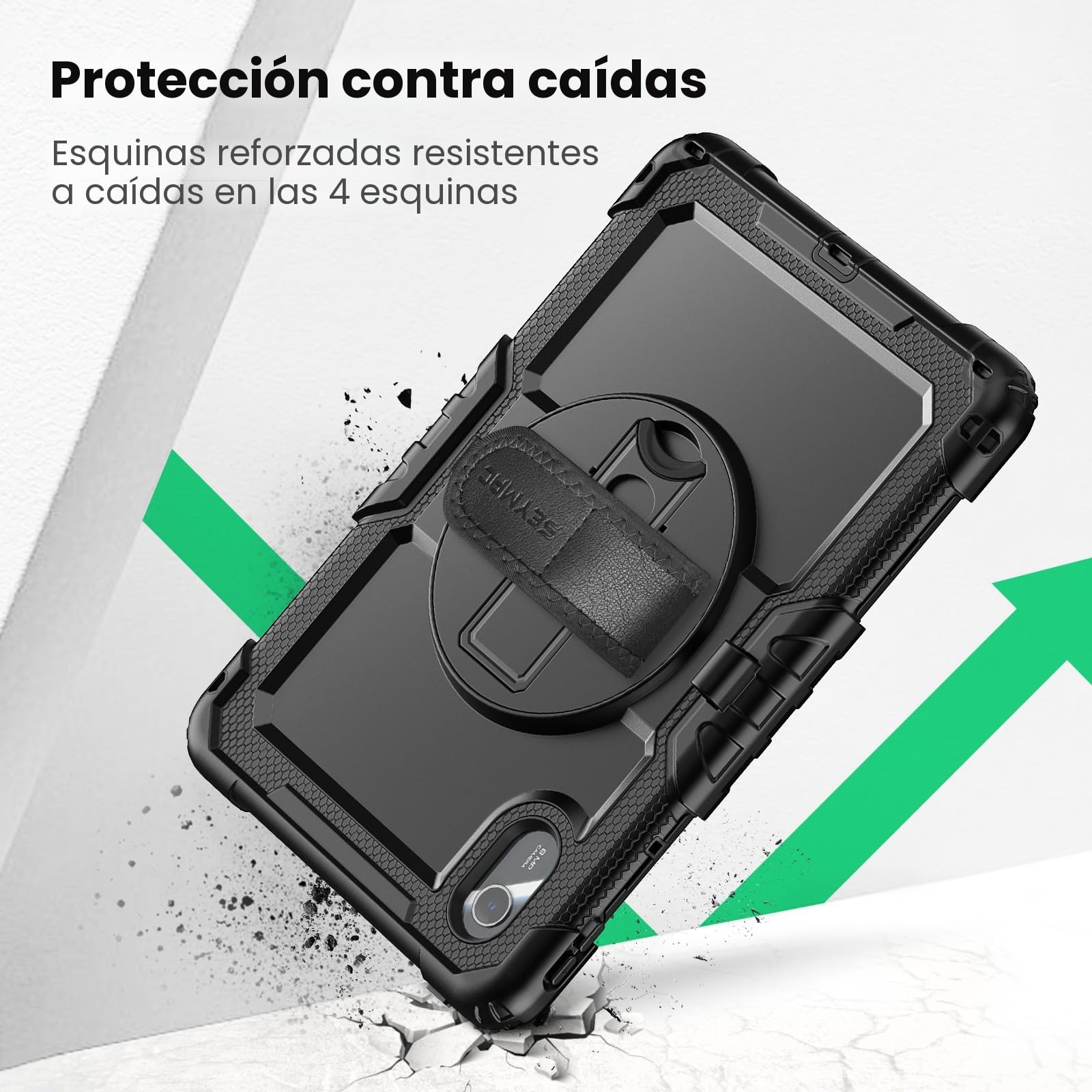 SEYMAC Funda para Lenovo Idea Tab 11 Pulgadas 2025/Tab M11/Tab K11 Gen 2, Funda para Tablet M11 a Prueba de Golpes con Protector de Pantalla, Soporte Giratorio de 360°, Correa para el Hombro, Negro