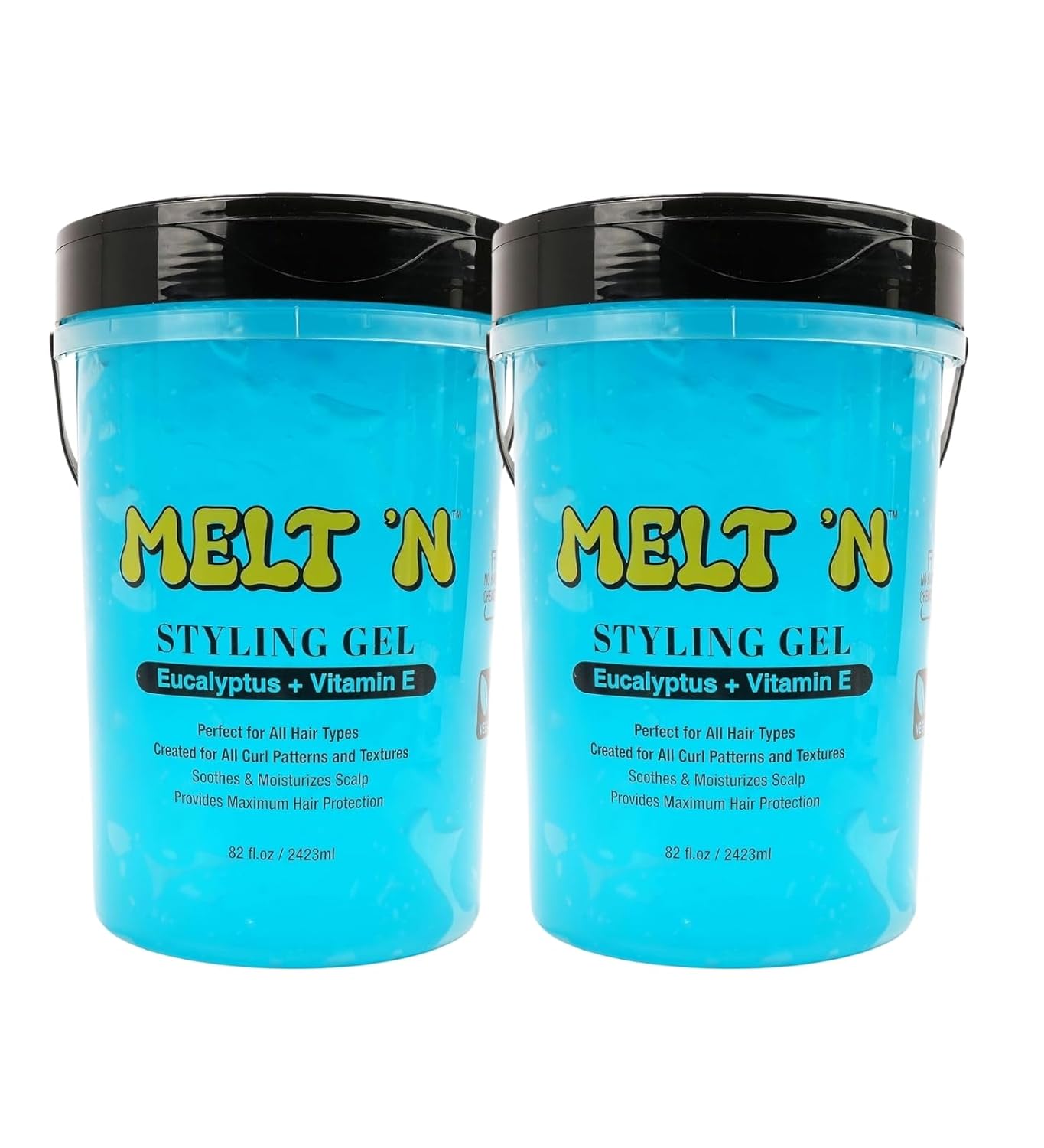 EBIN NEW YORK Strong Hold and Curl Definition – 2x MELT'N Styling Gel Black Castor Oil + Keratin 82 oz Bundle – Lightweight Formula for Flexible Styling and Scalp Care – Gift Set (2 Item)
