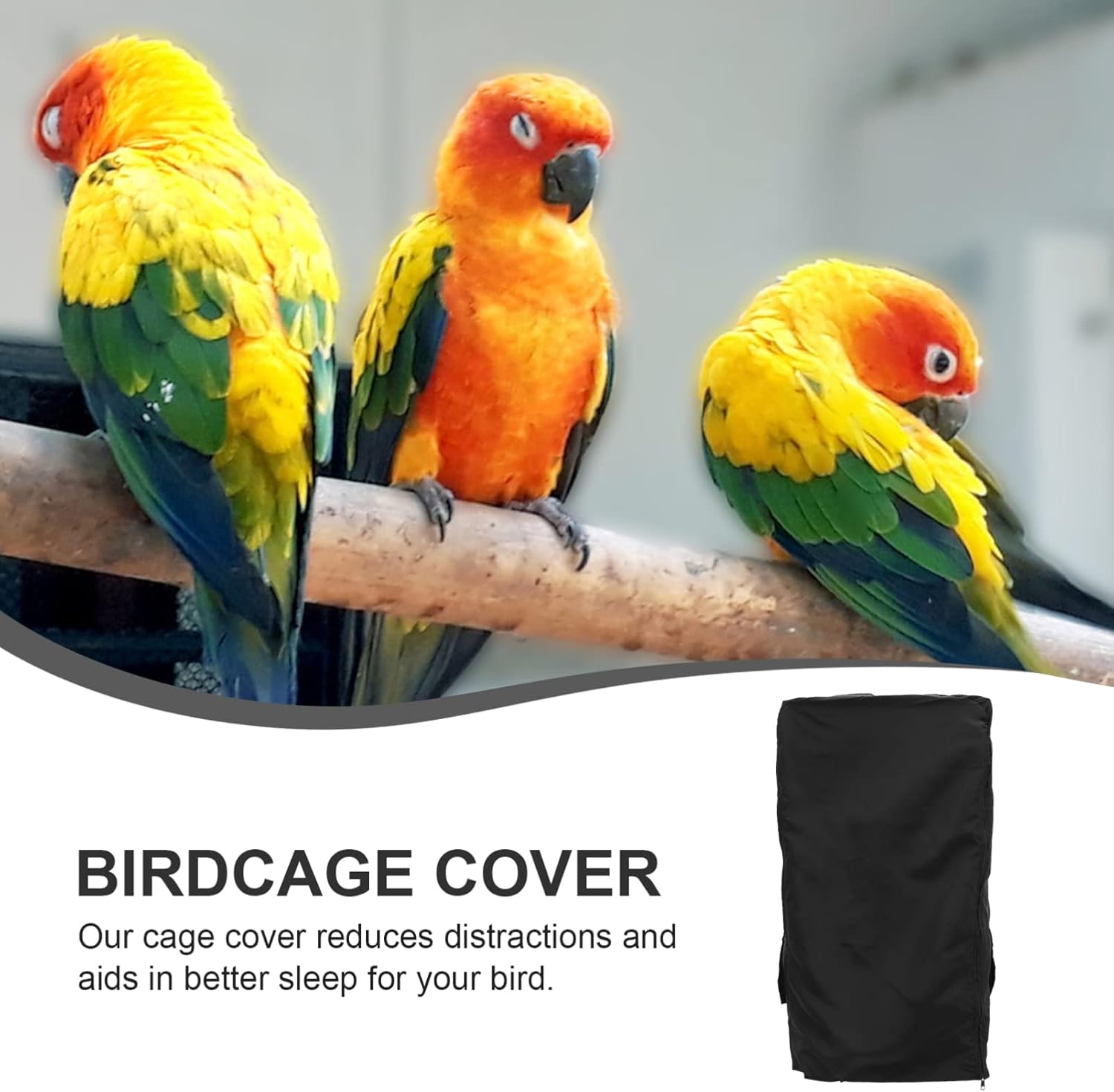 Totority Light Blocking Bird Cage Cover Breathable for Indoor Birds Windproof Easy to Clean Accessory Black