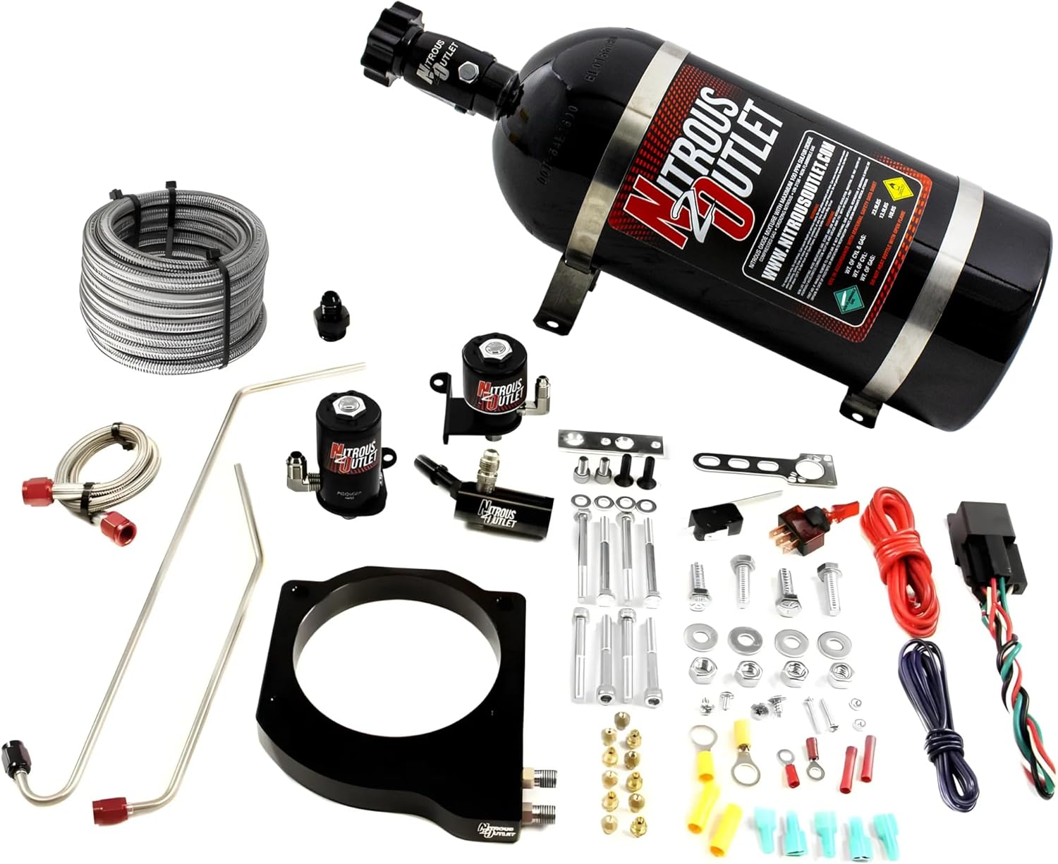 Nitrous Outlet GM MSD Atomic Airforce Intake 2016-2019 Camaro LT1 Hard-line Plate System - Gas/E85 (5-55psi)(50-200HP)(10lb Bottle)