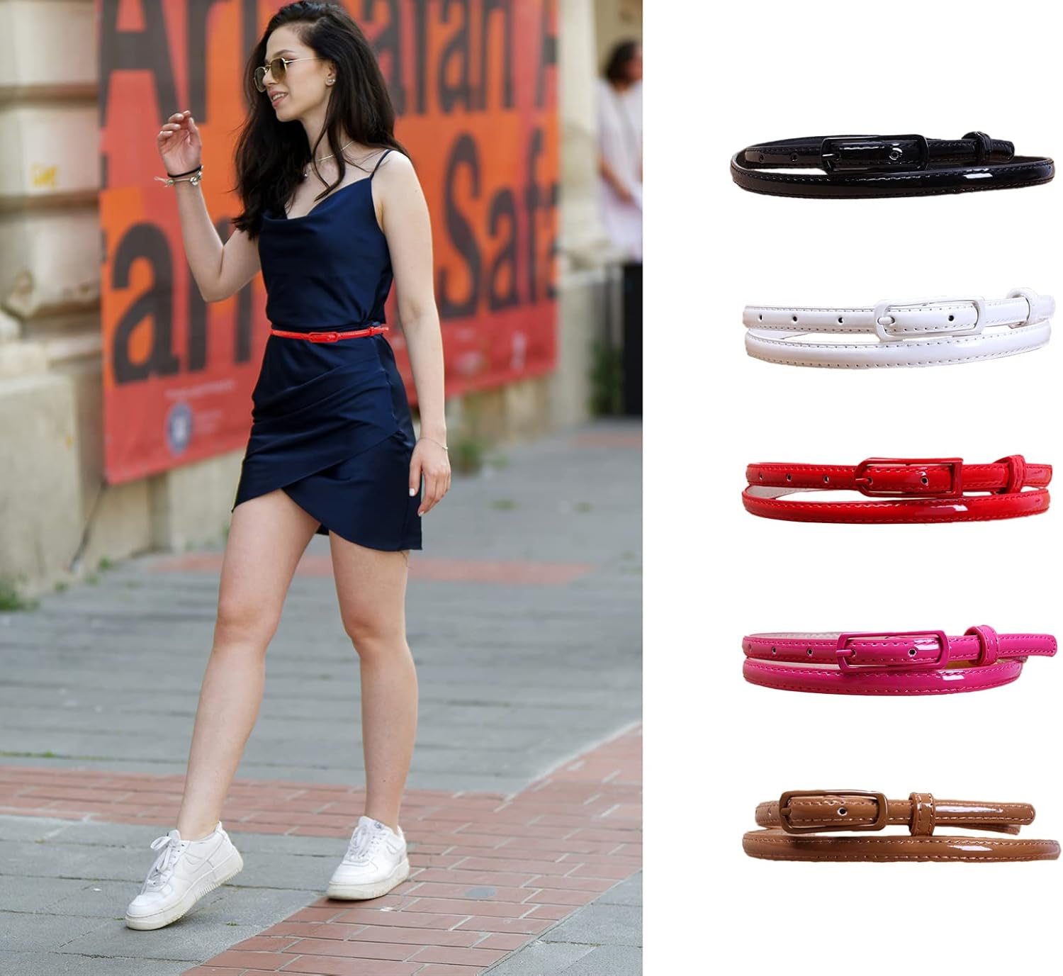 COTIM COYIN Skinny Leather Belt for Women, Waist Belt with Buckle For Dress Jeans-Ladies - Image 5