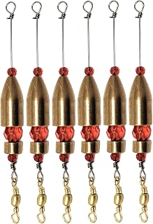 Reaction Tackle Carolina Rigs for Bass Fishing- Freshwater Saltwater - Brass Pre Rigged Kit- Fishing Weights Barrel Sinkers 6-Pack