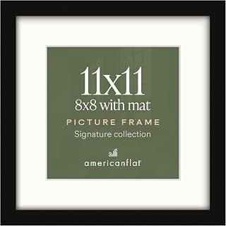 Americanflat 11x11 Picture Frame - Matted to 8x8 - Engineered Wood - Black