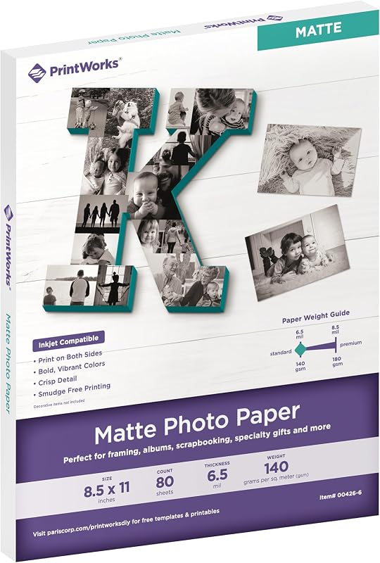 PrintWorks Double Sided Matte Photo Paper 8.5" x 11" - 80 Sheets - 6.5 mil Thickness - Inkjet Photo Paper Matte Ideal for Craft & School Projects - Instant Dry (00426-6)