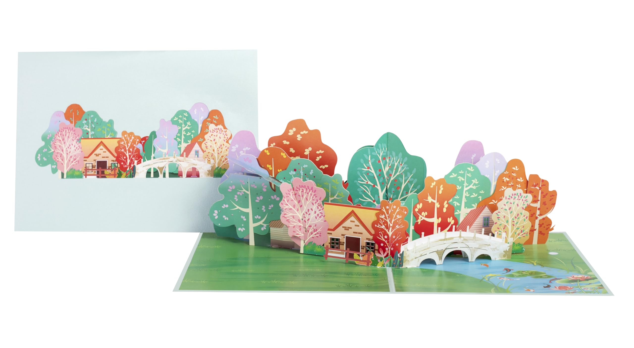 iGifts And Cards Tarjeta desplegable 3D Cozy Countryside Home, 6 x 8 pulgadas con tarjeta de notas, regalo perfecto de inauguración de la casa, cálida celebración de nuevo hogar, escena de naturaleza