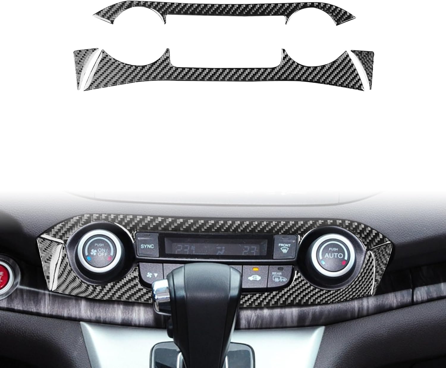 Real Black Carbon Fiber Car Central Console Air Conditioning A/C Climate Control Side Trim Sticker Auto Premium Interior Accessories Compatible with Honda CRV CR-V 2016 2015 2014 2013 2012