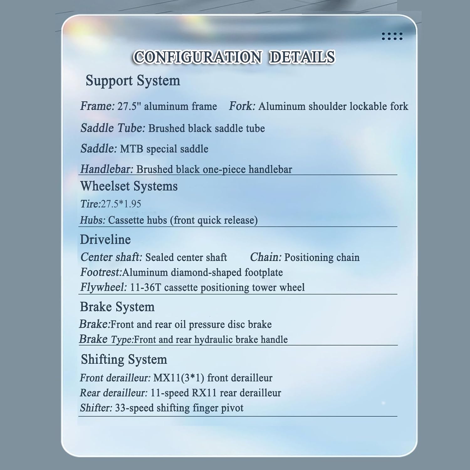 27.5'' Mountain Bicycle for Adult Aluminum Alloy Frame 33 Speed Shifter Cyclocross Outdoor Bike Racing Trail Commuter City Bicycles