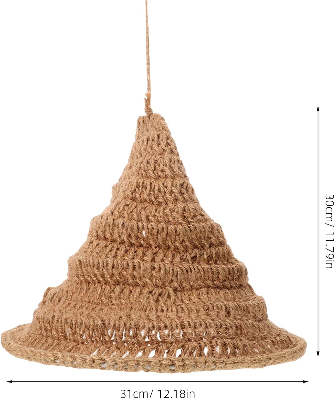 OSALADI Handwoven Braided Jute Rope Pendant Lamp Shade, Large Macrame Lampshade for Halloween and Party Decor, Creative Wizard Hat Hanging Light Cover for Living Room