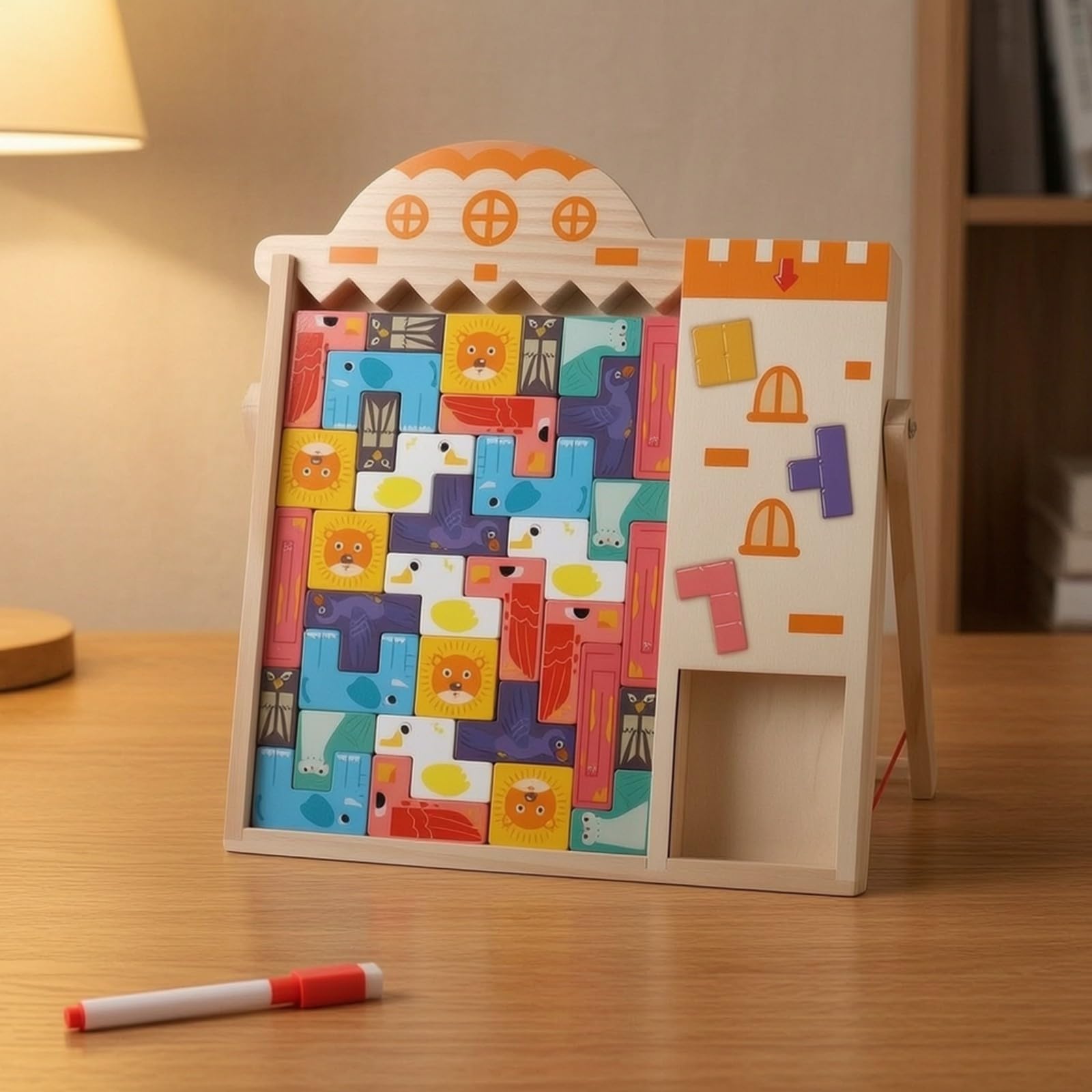 Gioco Incastro Stile Incastro Sicuro | Creativo, Puzzle in Legno con Cavalletto, Colorato, Giocattolo, per Scuola Infanzia, Asilo