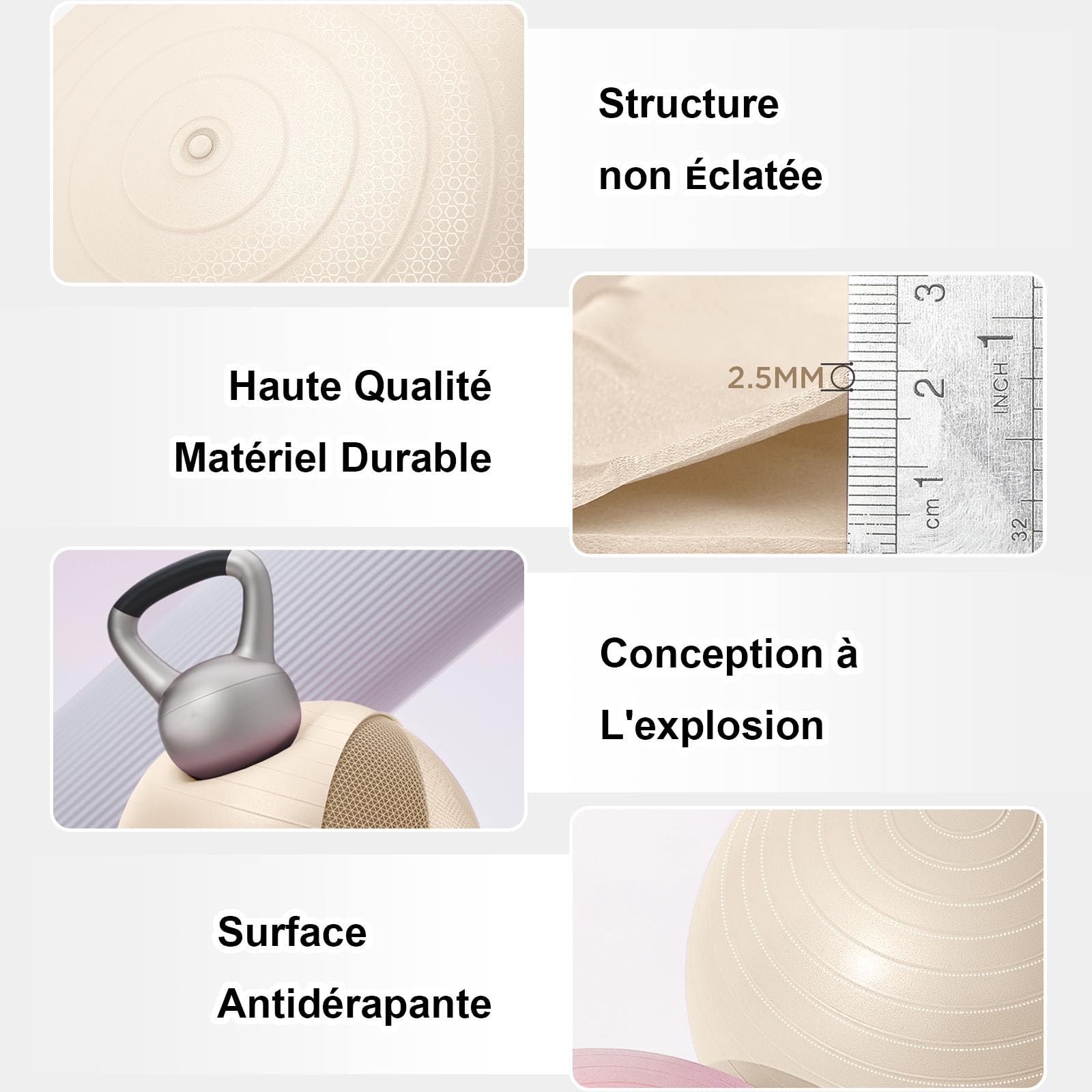 Ballon de gymnastique 55 cm - Pour grossesse - Grand ballon de yoga - Ergonomique - Anti-éclatement - Pour fitness, yoga, gymnastique, entraînement avec pompe à air