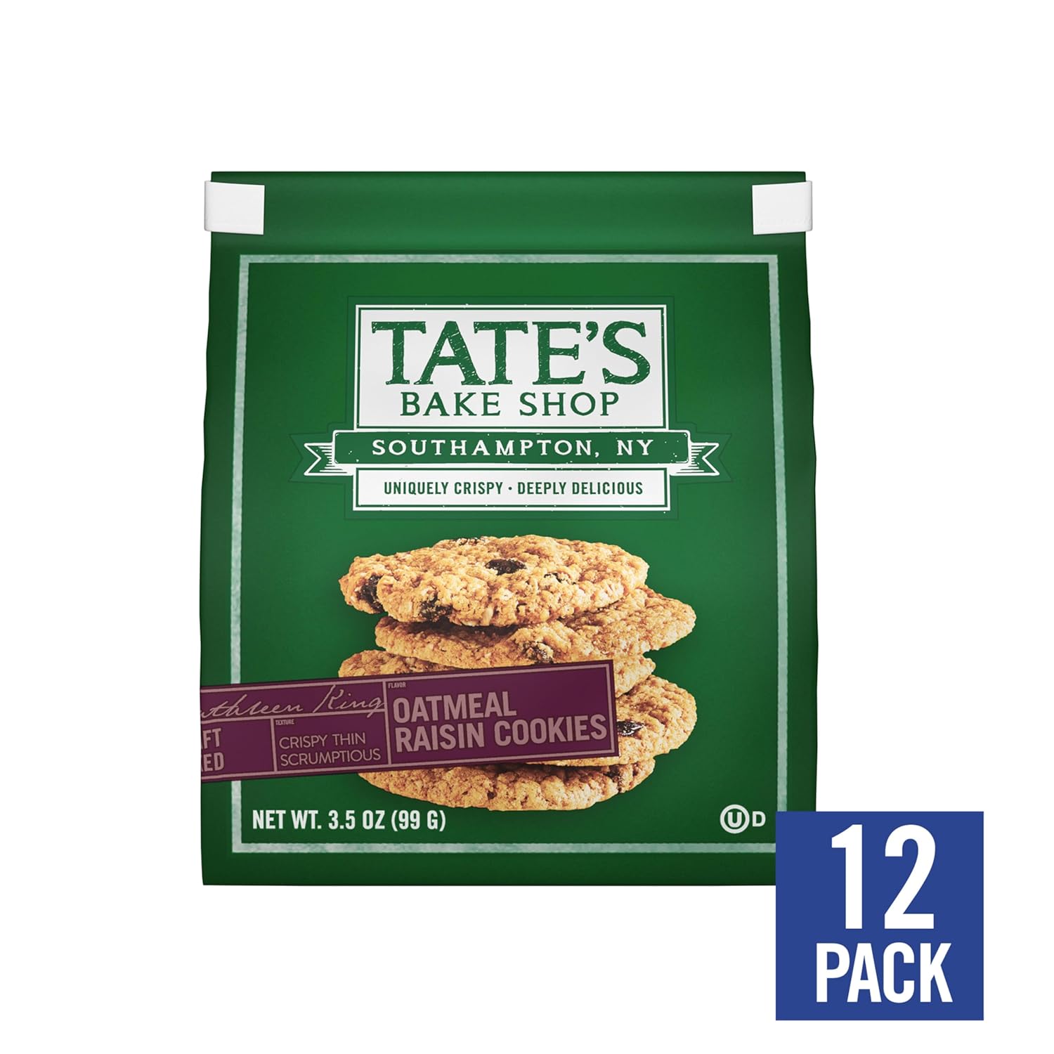 Tate's Bake Shop Oatmeal Raisin Cookies, 12-3.5 oz Bags