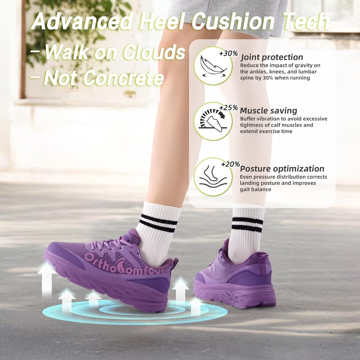 Women's Orthopedic Diabetic Wide Running Shoes: Comfortable Casual Arch Support Plantar Fasciitis Orthotic Sneakers, High Arch Swollen Work Tennis Sports Shoes for Foot and Heel Pain Relief - Image 6