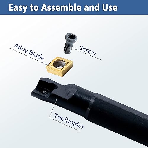 Miniatura 9 de Juego de brocas de roscado de torno 21 piezas - 7 barras de mandrinar de soporte giratorio de 12 pulgada  14 piezas de insertos de carburo