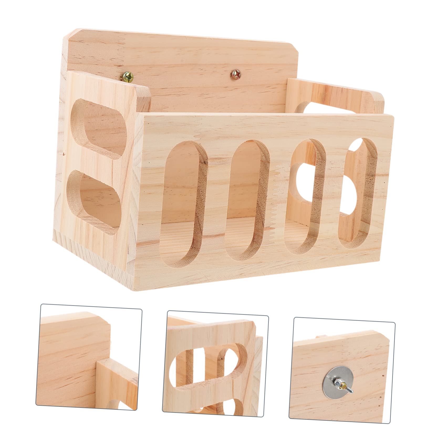 Holz Fütterungsautomat für Kaninchen und Chinchillas im Käfig