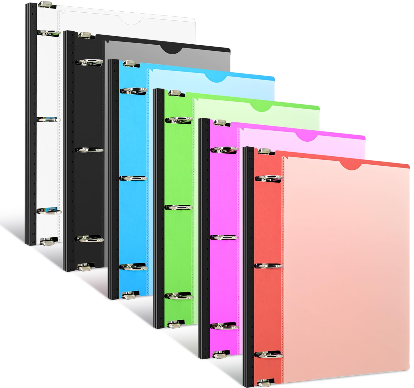 INFUN 1 Inch Telescoping 3 Ring Binder - 6PCS, Flexible Round Binder with Customizable Front Cover and Clear Catalog Pocket, 1Inch Rings, 225 Sheet