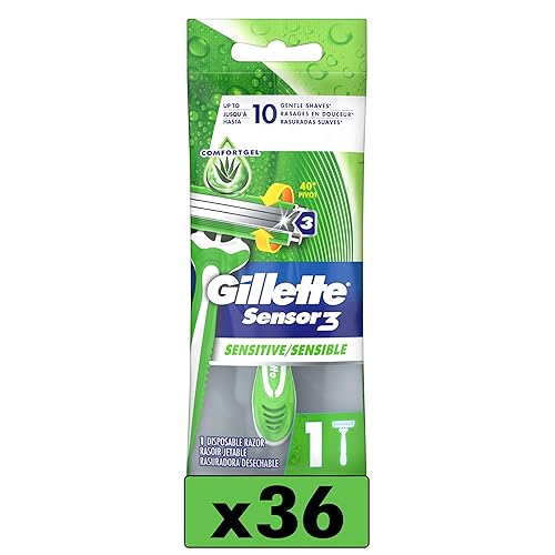 Vista 17 de Gillette Sensor3 Sensitive - Maquinilla de afeitar desechable para hombre, 12 maquinillas de afeitar