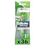 Gillette Sensor3 Sensitive Men\'s Disposable Razor, 1 Razor - Case of 36