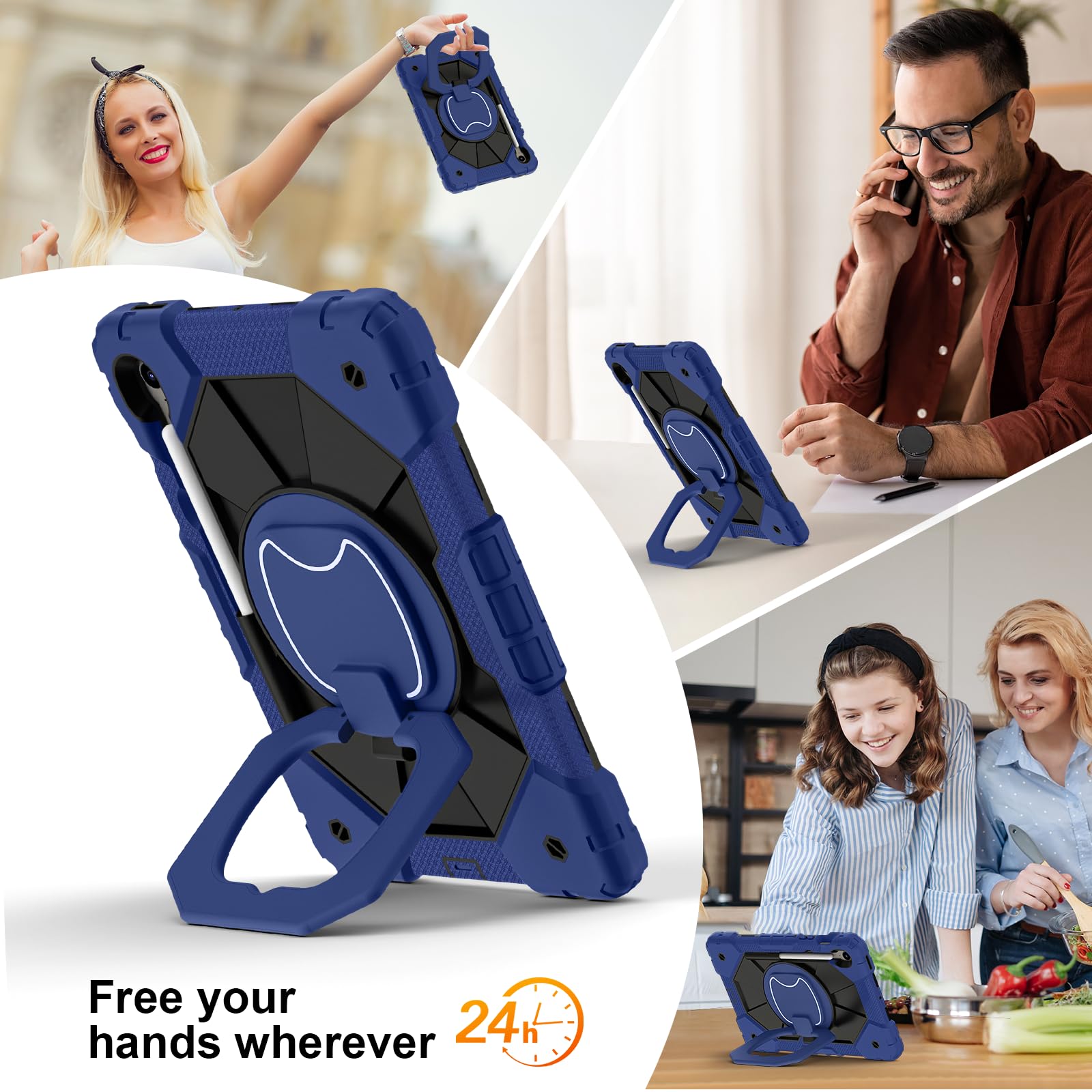 Funda resistente para Samsung Galaxy Tab S10 Lite de 10.9 pulgadas 2025 SM-X400/X406B con soporte para bolígrafo S, soporte giratorio/anillo colgante, correa de hombro resistente a los golpes