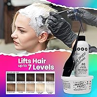 Vista 5 de MANIC PANIC Flash Lightning - Kit de Decoloración Súper Fuerte - Revelador de 40 Volúmenes + Polvo Decolorante - Aclarador de Cabello para Cabello