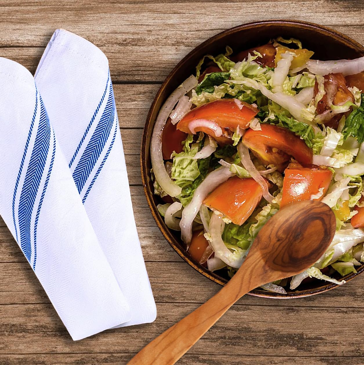 Avalon Kitchen Lot de 15 torchons de Cuisine 100% Coton, Doux et absorbants, réutilisables pour Le Nettoyage de la Maison (Bleu) 38,1 x 63,5 cm