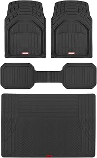 Motor Trend FlexTough Defender Floor Mats for Cars & TrunkShield Trunk Mat Set, Next-Gen Deep Dish Heavy Duty Car All Weather, Rubber Set Auto Truck Van SUV