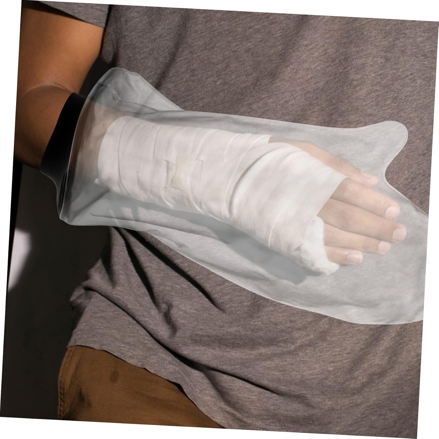 Gatuida 4pcs Shower Protective Sleeve for Hands Elastic Cast Cover for Injury Recovery Black for Adults Keep Wounds Dry and Clean