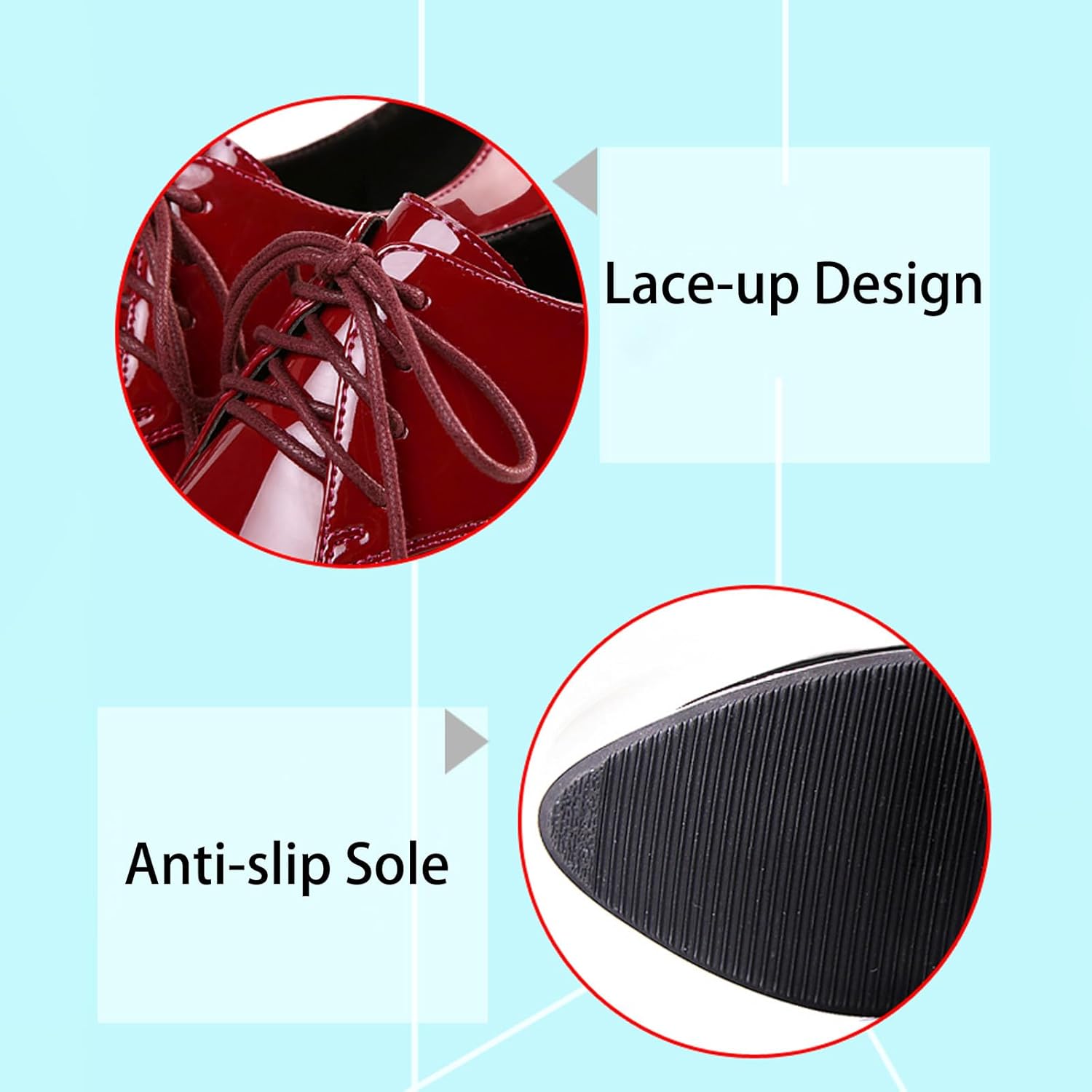 Women's Patent Leather Shiny Chunky Heel Oxfords Classic Comfortable Pointed Toe Lace Up Block Heel Business Dress Pump for Work Office Date - Image 5