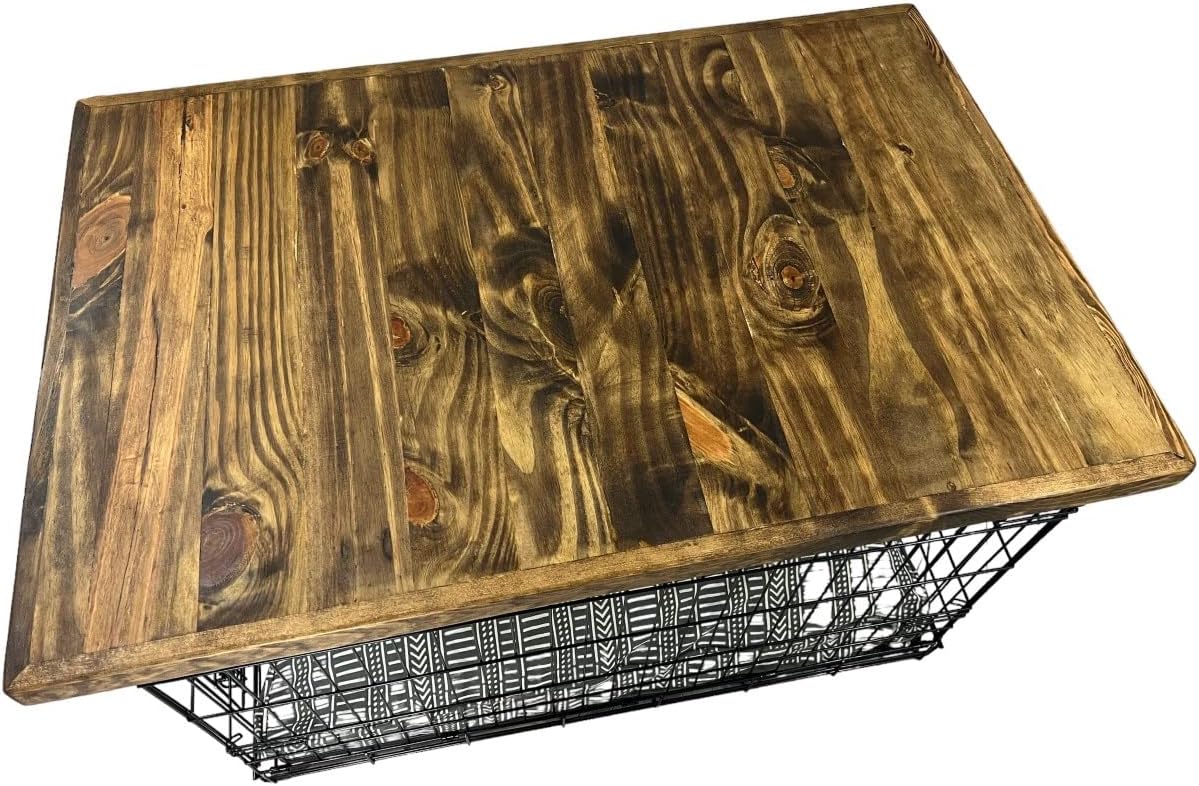 Handmade Wood kennel topper with safety lip, crate topper, Provincial stain, (29 x 42)