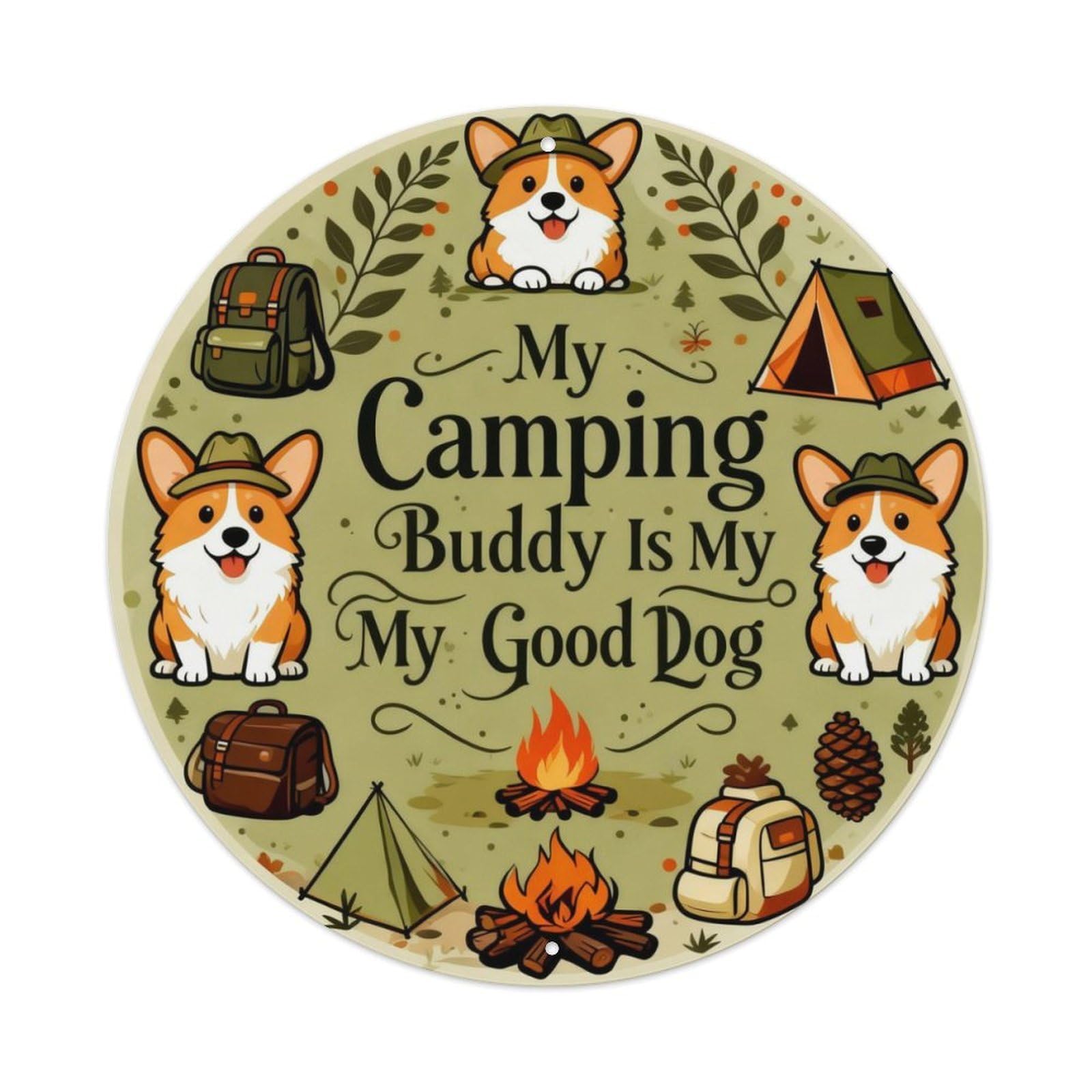 My Camping Buddy Is My Good Dog Metal Tin Sign Plaque