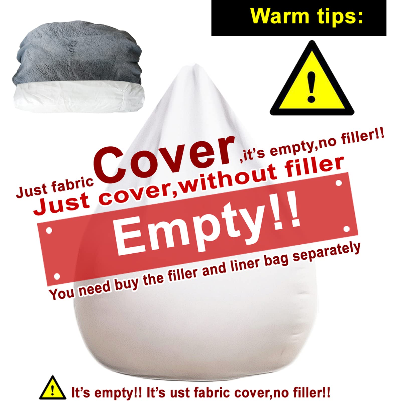 Big Round Bean Bag Solo copertura per sedia, gigante, traspirante e confortevole per il soggiorno degli adulti, morbido e soffice pelliccia sintetica BeanBag Lazy Sofa Cover(D86 cm × H56 cm, F)