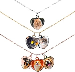 OXYEFEI Pet Portrait Necklace, Personalized Color Photo Custom, Heart Dog Necklace for Women, Pet Gifts for Animal Lover, Dog Mom