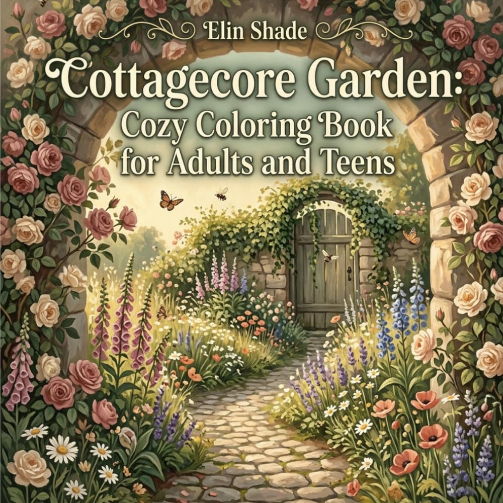 Cottagecore Garden: Cozy Coloring Book for Adults and Teens: 50 Bold and Easy Designs Featuring Cottage Gardens, Wildflowers, Woodland Creatures, and Cozy Nature Scenes for Relaxation