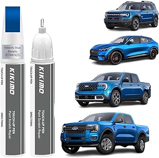 KIKIMO for Ford Touch Up Paint(Velocity Blue Metallic(E7/M7423)), Car Paint Repair Kit for Ford, 2 In 1 Scratches Repair with Pen Tip and Brush, Color-Matched for Quick & Easy Fix