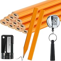 Vista 8 de 14 Lápices de Carpintero, 7 Pulgadas Octagonales Planos Negros Duros para Carpintería y Construcción, Lápices Resistentes con Sacapuntas