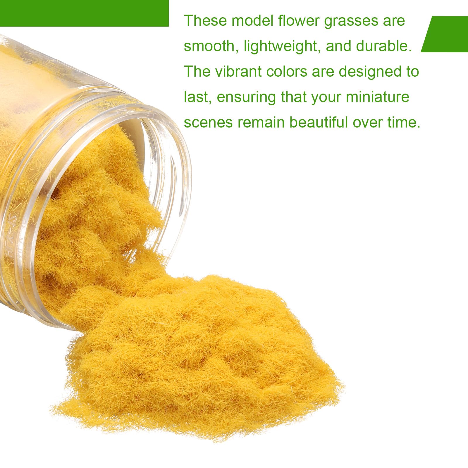 CoCud Model Grass Terrain Powder, 185ml Capacity, Fake Miniature Flower Grass Tree 3mm Nylon Yellow - Image 3